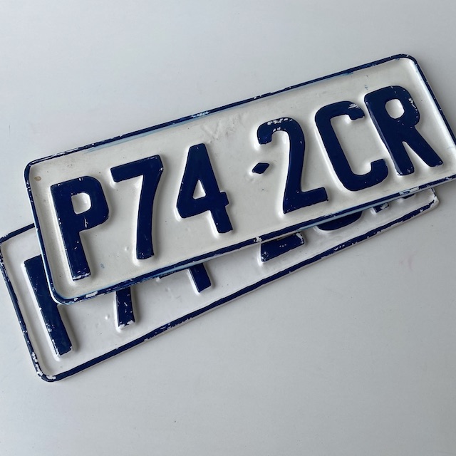 NUMBER PLATE, Victorian White Blue (Pair)